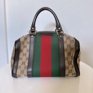 Gucci GG Canvas Web Boston Bag